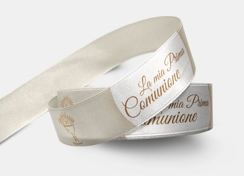 Nastro per confezionare bomboniere il giorno della comunione e realizzare decorazioni.